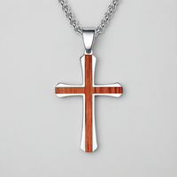 Pendentif croix en acier inoxydable, style hip-hop unisexe, long collier pour pull, option de gravure personnalisée, accents diamantés, plaqué or 14 carats