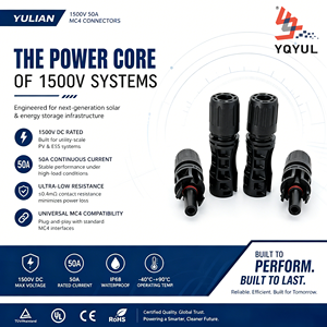 Conector de Cable Solar de Conexión Rápida <span class=keywords><strong>YULIAN</strong></span> IP67 Resistente al Agua de 1500V 50A, Compatible con MC4 de Doble Bloqueo para Sistemas de Energía Solar - Product Image 1
