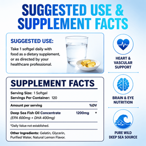 Aceite de Pescado de Aguas Profundas de Marca Privada Omega-3 EPA DHA en Cápsulas Blandas, Suplemento Dietético para el Corazón, Cerebro, Ojos y Articulaciones - Product Image 4