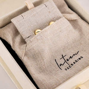 Pochette à cordon personnalisée de haute qualité pour bijoux, emballage de boucles d'oreilles imprimées, sac en lin, pochette cadeau en coton - Product Image 6