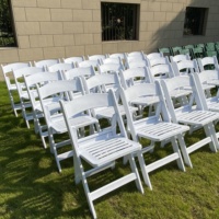 Chaise pliante Wimbledon en résine de haute qualité, écologique, durable, pour mariage, événement, fête, jardin, avec coussin de siège à lattes