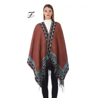 Fiano Custom Vrouwen Deken Sjaals Wraps Winter Gedrukt Open Voorzijde Poncho Cape Plaid Sjaals Voor Vrouwen
