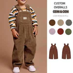 Vente en gros de pantalons pour garçons et filles Barboteuse en velours côtelé Salopette sans manches avec logo personnalisé Salopette d'été douce pour enfants - Product Image 1