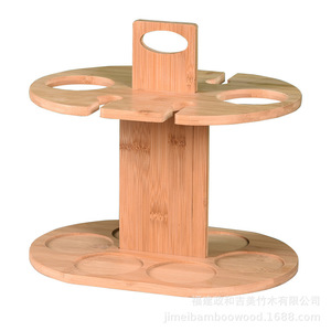 Estante de Bambú para Copas de Vino con 6 Orificios para 2 Botellas y 4 Copas con Función de Exhibición - Product Image 2