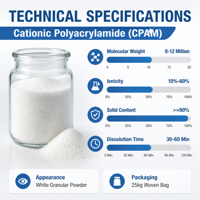 Polyacrylamide Cationique en Poudre CPAM pour le Traitement des Eaux Usées des Usines Textiles