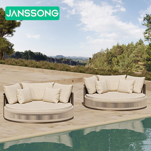 Banquette-lit moderne d'extérieur pour hôtel, plage de luxe, chaise longue d'extérieur en aluminium, ensemble villa, mobilier d'extérieur, lit de repos, jardin - Product Image 1