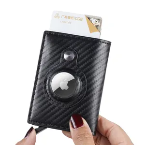 Porte-monnaie en Fiber de carbone magnétique pop-up, porte-cartes en aluminium pour hommes, mince RFID minimaliste airtag portefeuille en métal