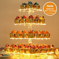 Support et présentoir pour cupcakes, en acrylique, 4 niveaux, présentoir à Dessert, Bar de fête, décoration lumineuse LED, pour mariage et anniversaire