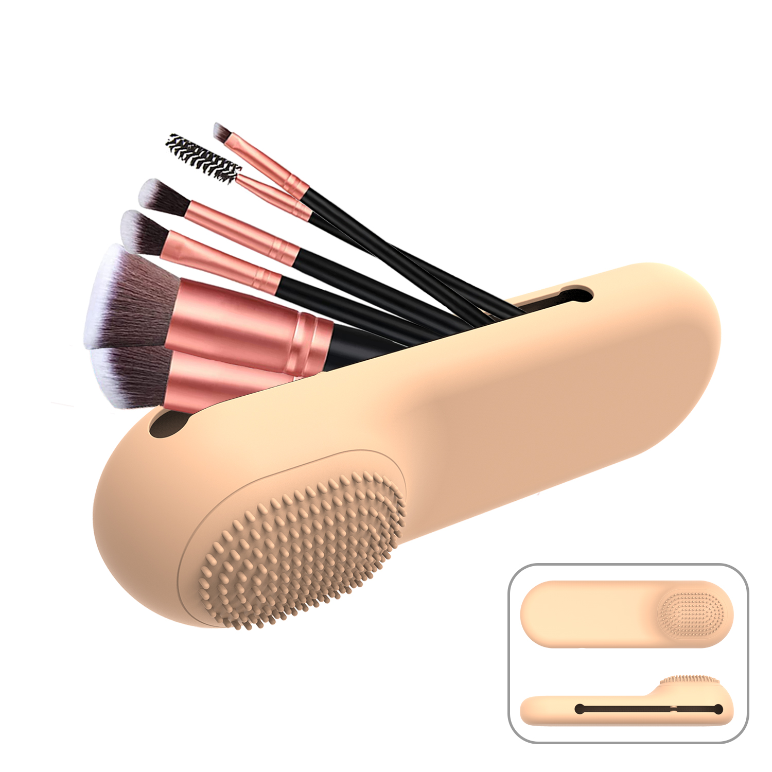 Оптовая продажа, силиконовый дорожный держатель для кистей для макияжа, портативный многоразовый чехол для кистей для макияжа, инструменты для чистки кистей