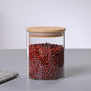 Verre écologique hermétique de stockage couvercles en bambou étiquettes de garde-manger de cuisine moderne pour la farine grains de café pour la fête - Product Image 1