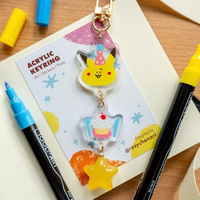 Breloques en acrylique personnalisées, porte-clés en acrylique transparent avec époxy pour la vente en gros