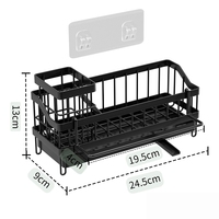 Support d'organisation auto-drainant pour éponge de cuisine avec barre porte-serviettes et porte-distributeur de savon pour comptoir