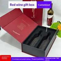 Boîtes d'emballage personnalisées haut de gamme pour boissons et vins, coffrets cadeaux pour vin de fruits en forme de livre, pour une ou deux bouteilles, avec couvercle rabattable, imprimées en gris