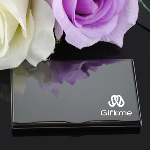 Porta biglietti da visita con Logo Laser gratuito di alta qualità con finitura a specchio nero argento Design tascabile per uomo Idea regalo - Product Image 3