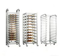 Chariot de four à roulettes double en acier inoxydable, support fermé robuste pour four rotatif