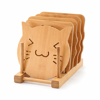 Ensemble de sous-verres en bambou personnalisables avec support, gravure laser, pour cadeaux d'entreprise et de pendaison de crémaillère, vente en gros