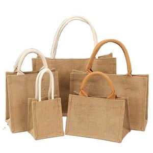 Doğal çevre dostu jüt olmayan dokuma hediye keseleri baskılı Logo el alışveriş reklam çanta özelleştirilmiş renk - Product Image 5