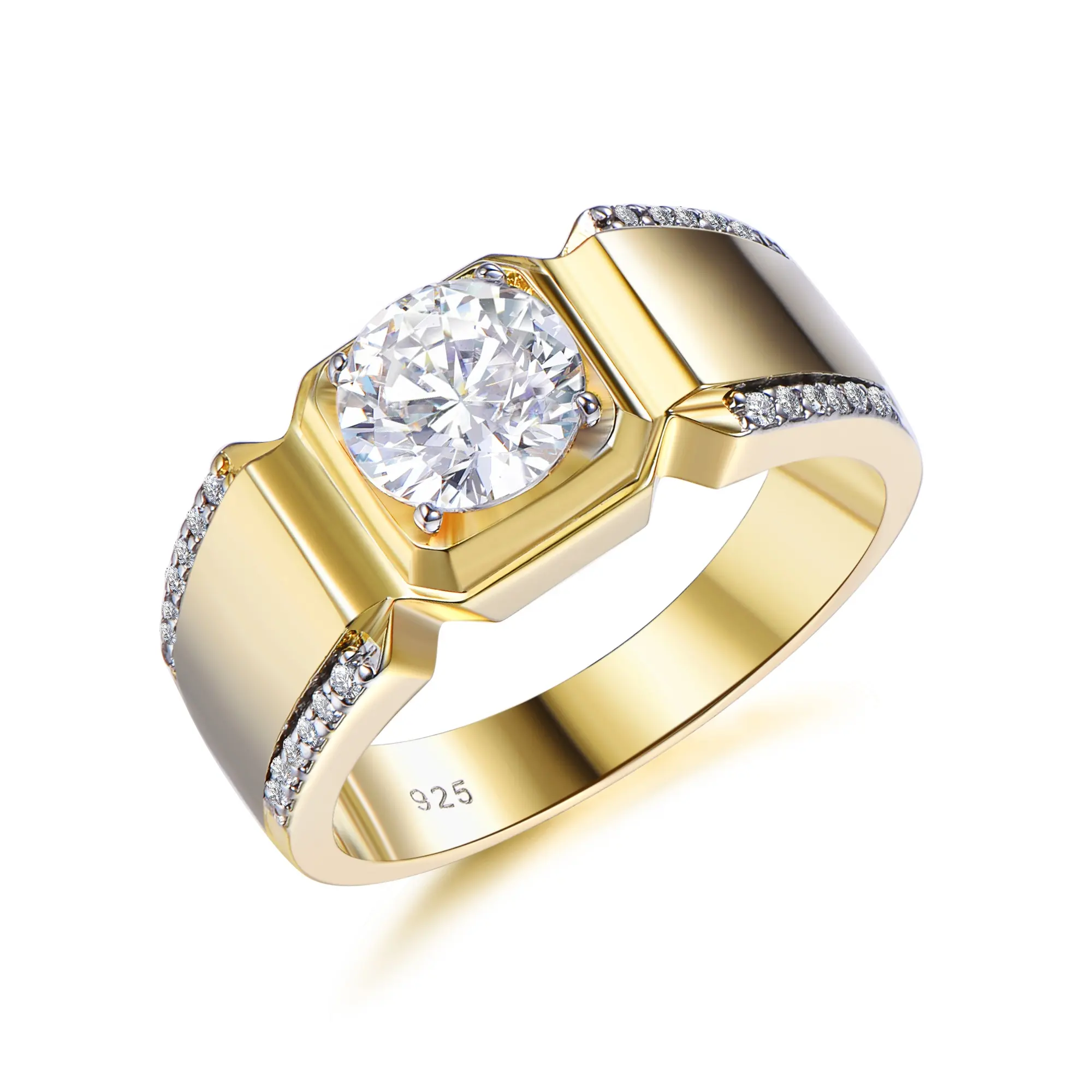 Anel masculino, anéis banhados a ouro com pedras douradas de diamante anel de casamento joias banda de casamento para homens 18k ouro e diamantes anel de casamento