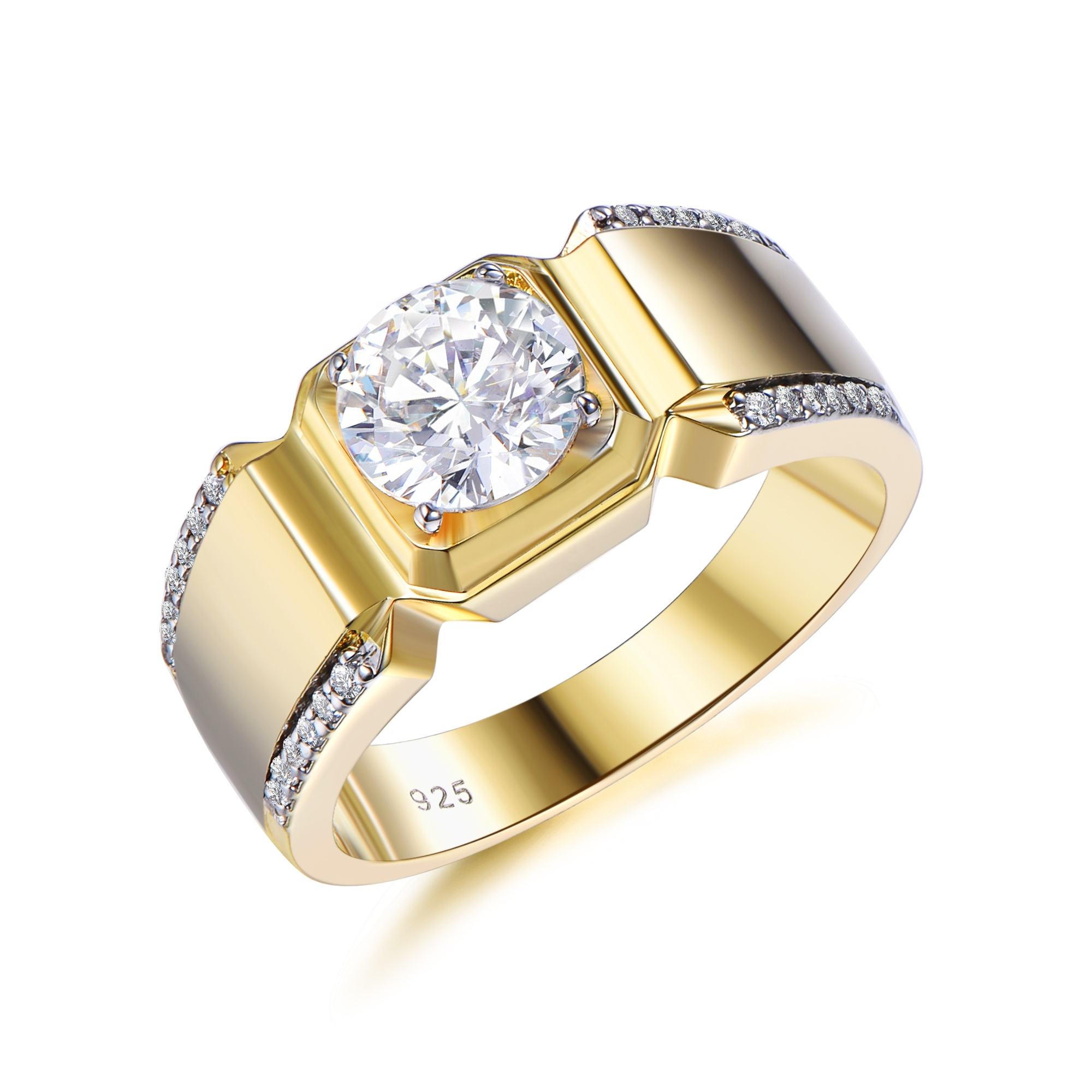 Bagues plaquées or bague en zircon bandes de mariage pour hommes