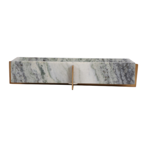 Vassoio moderno in marmo con dettagli in metallo per gioielli o come vassoio decorativo per il bagno - Product Image 5