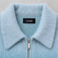 Cardigan en maille mohair vintage pour homme, grande taille, zippé, à manches longues, motif géométrique, pull-manteau, tricot d'hiver, vente en gros, personnalisable