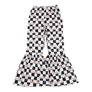 P0346 Black and white checkerboard parent-child suit adult size clothing sets for girls