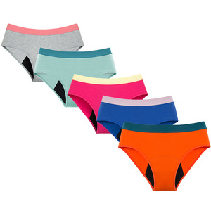 Braguitas Menstruales de Corte Alto OEM para Adolescentes, 4 Capas de Algodón para el Periodo, Ropa Interior a Prueba de Fugas y Absorbente, Tinte Liso - Product Image 4