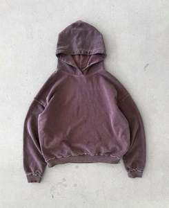 Sweat-shirt à capuche unisexe surdimensionné en molleton de coton de haute qualité OEM, délavé à l'acide, brodé, uni, printemps - Product Image 4