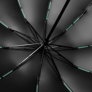 Parapluie pliant réfléchissant en pongé à 10 baleines, ouverture automatique, manche en bois personnalisé, coupe-vent, protection UV, classique, vente en gros - Product Image 3