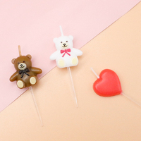 Bougies d'anniversaire décoratives en cire de paraffine faites à la main en forme d'ours et de cœur, en gros, pour gâteaux et fêtes, avec boîte cadeau