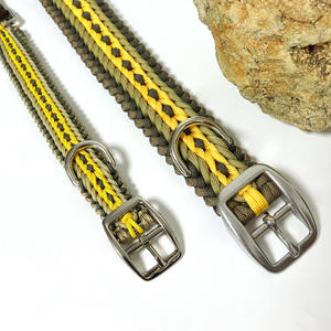Handgemaakte Luxe Halsband Voor Kleine Grote Rassen Geel Paracord Gepersonaliseerde Kenmerken Lederen Materiaal Voor Het Trainen Van Huisdier Halsband - Product Image 5
