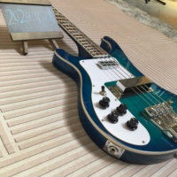 Guitare Basse Électrique 4 Cordes 4003 Corps Bleu Manche Érable Pour Gaucher Plaque de Protection Blanche Accastillage Chromé