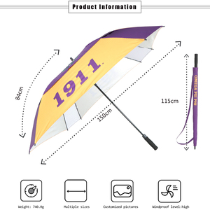 Custom logo square golf <b>umbrella</b> double layer 130cm 152cm diagonal diameter quadrate shape <b>umbrella</b> air vented <b>umbrella</b> - Product Image 3