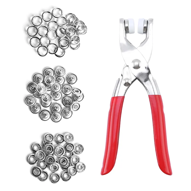 100sets 9.5mm Metal Snap Button Kit Fastener Pliers DIY Snap Tool Kit for Sewing and Crafting