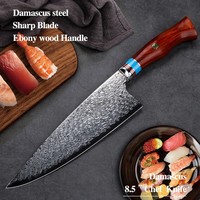 Couteau de chef en acier damas avec manche en palissandre couteau de cuisine domestique couteau de coupe de viande tranchant pour femme pour la cuisine