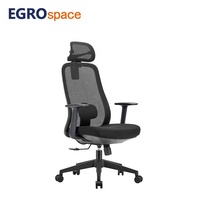 Fauteuil de bureau ergonomique de direction EGROspace, dossier haut en maille, accoudoirs réglables, mobilier moderne
