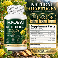 Rhodiola Rosea 400 mg par Portion, 90 Capsules, Fabricant de Compléments Alimentaires Botaniques OEM ODM, Marque Privée, Emballage Personnalisé