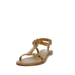 Sandali piatti da donna Keys K-10890 in pelle marrone chiaro con cinturino a T e chiusura con fibbia - Product Image 6