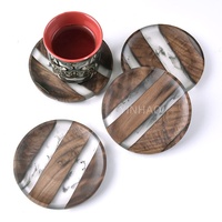 YINHAO Nouveauté : Sous-verre en résine époxy et bois pour boissons – Protection de table pour la maison, le bureau et les bars à café