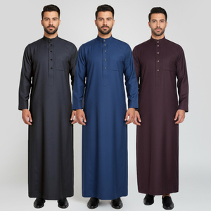 Премиум качество традиционная Jubbah Прямая Заводская Продажа Дубай Саудовская Аравия Аль мусульманская одежда Металлическая пуговица Djellaba Man - Product Image 3