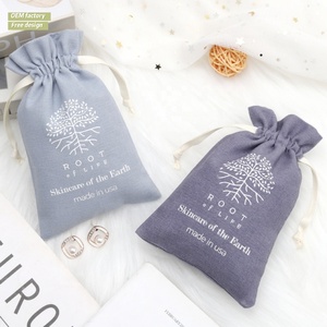 10*15cm Cotton Linen Drawstring Bags Custom Logo Size Environmental Cotton Canvas Fabric Packing Dust Pouch - Product Image 1