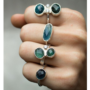 Anillos de Joyería con Piedras Preciosas de Moda con Engaste de Aguamarina, Mayorista y Fabricante - Product Image 3