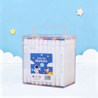 Ensemble de marqueurs double pointe dans un seau transparent, marqueurs artistiques à double tête pour enfants, étudiants, dessin, croquis et fournitures scolaires