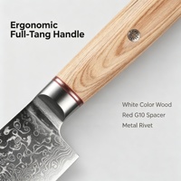 Damascus keukenmes met decoratieve rivet & houten handvat Gyuto mes voor thuis koken van gastronomische gerechten
