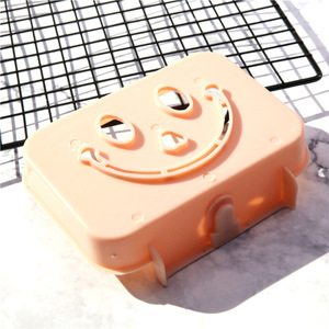 Nahe Wall Mounted Soap Dish Plastic Self Drain Rectangular Bathroom Soap Holder With Smiley Face Design - Product Image 3