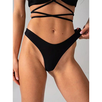Zwarte halterbikiniset voor dames, diepe V-hals, gekruiste taille, hoog uitgesneden badpak 2026