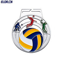 Usine Elor Médailles sportives en métal personnalisées avec ruban dégradé coloré avec impression par sublimation pour les jeux de volleyball