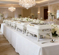 Plat à chafing de luxe en acier inoxydable, robuste, blanc, hydraulique, 9L, chauffe-plat à alcool pour buffet de mariage