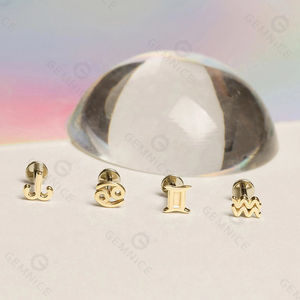 Gemnel Minimalist Zodiac Stud 925 <b>Silver</b> 14k Gold Christmas <b>Earrings</b> for Girls - Product Image 3