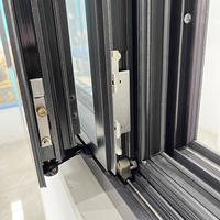 Ventana abatible de aluminio de aleación americana de larga duración, diseño moderno con vidrio templado para uso exterior